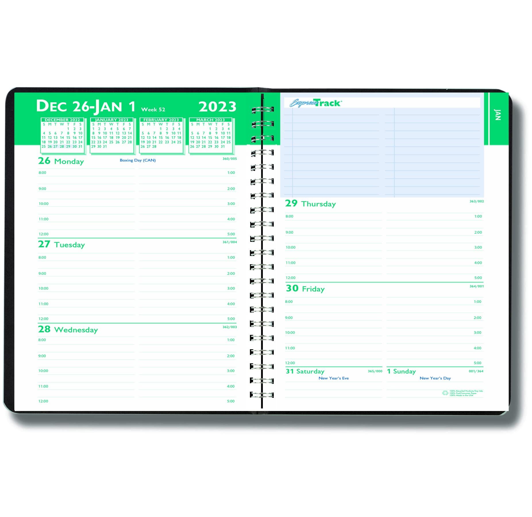 House of Doolittle Express Track Recycled Weekly Appointment Book/Monthly Planner, 8 x 5, Black Cover - Image 3