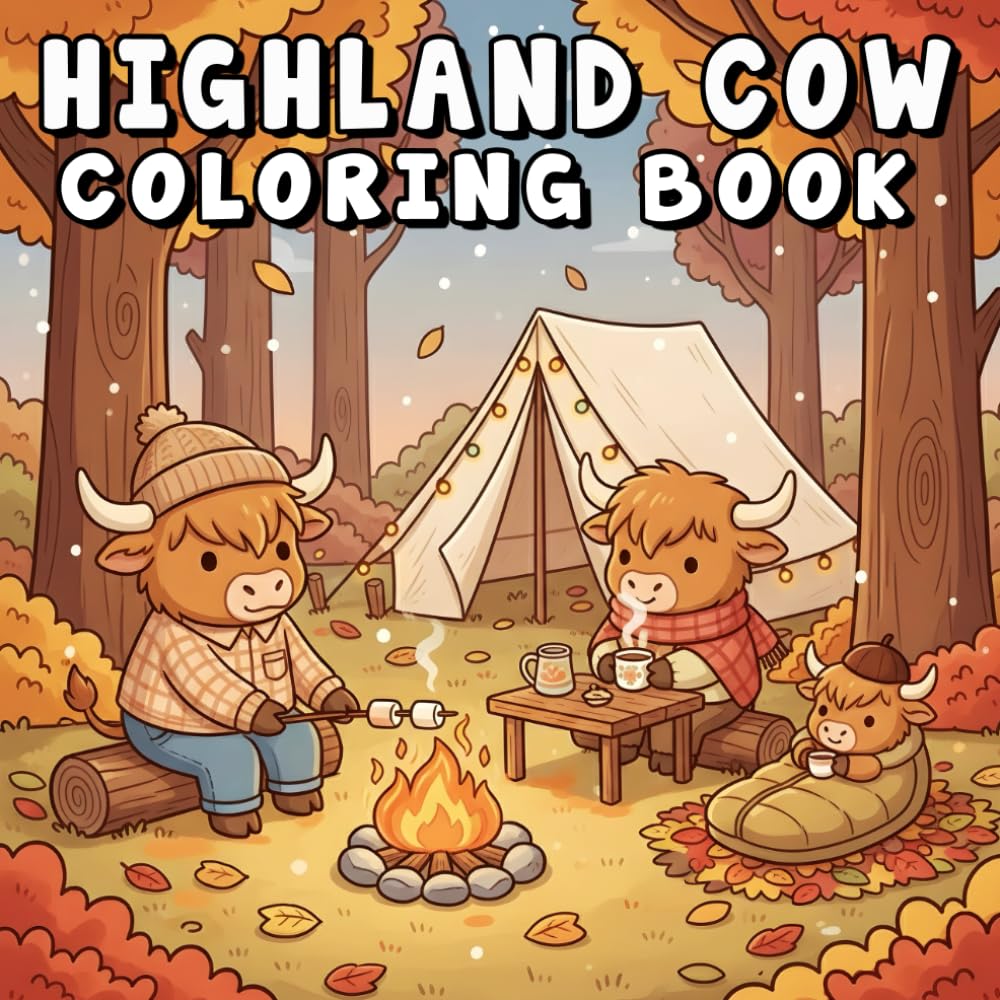Highland Cow Coloring Book: Beautiful Scottish Cows Coloring Pages for Stress Relief – Simple and Enjoyable Designs for Teens and Adults