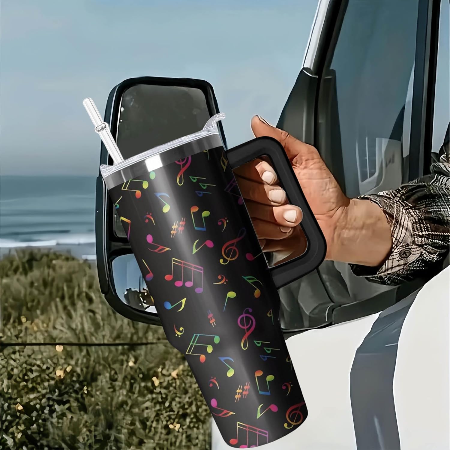 40oz Music Teacher Gifts Tumbler with Handle and Straw, Musical Note Insulated Stainless Steel Cup, Travel Coffee Mug Water Bottle, Appreciation Birthday Gifts for Women Men - Image 7