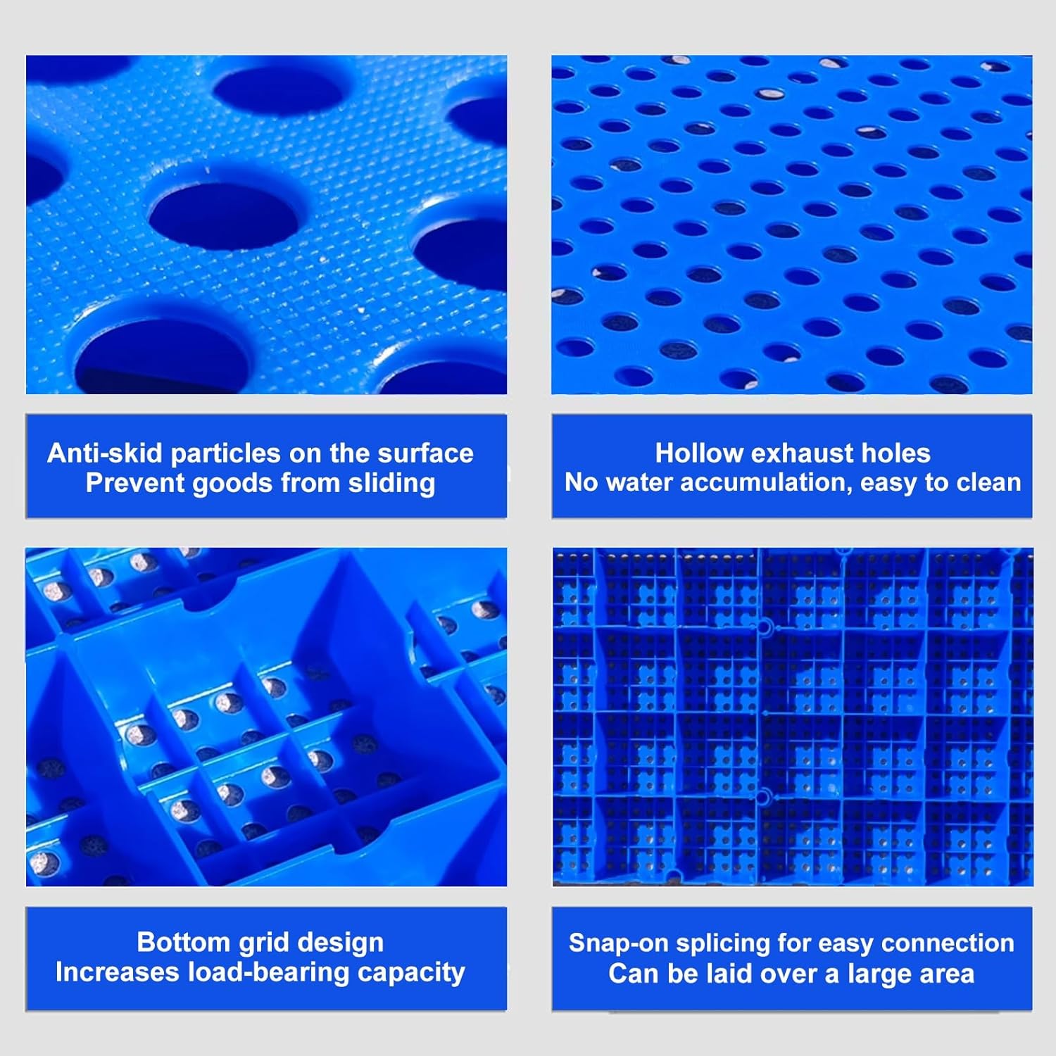 Plastic Pallets, Nestable Floor Pallets, Moisture-Proof Platform, 2200 Lb/m² for Garage Supermarket Basement (11.8 x 11.8 Inches) - Set of 6