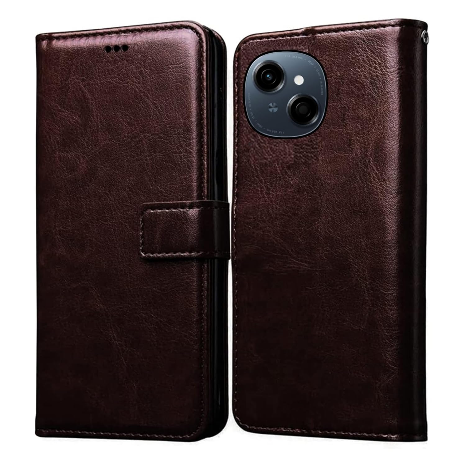 Flip Cover for Techno Spark Go 1 5G Mobile Phone | Business Professional Case | Premium Leather Finish Back Cover | Foldable Stand | Wallet Card Slots | (Top Trending)_ Coffee