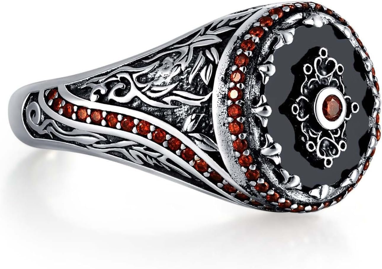 Pierścionki męskie, Pierścień z oksydowanego srebra próby 925, 5CT