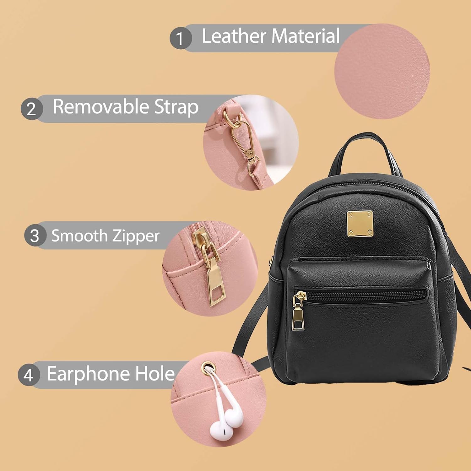 Small Backpack Casual Backpack Purse for Women and Girls, Multiple Pockets Womens Backpacks Stylish Mini Backpacks (Solid, Pink) image 4