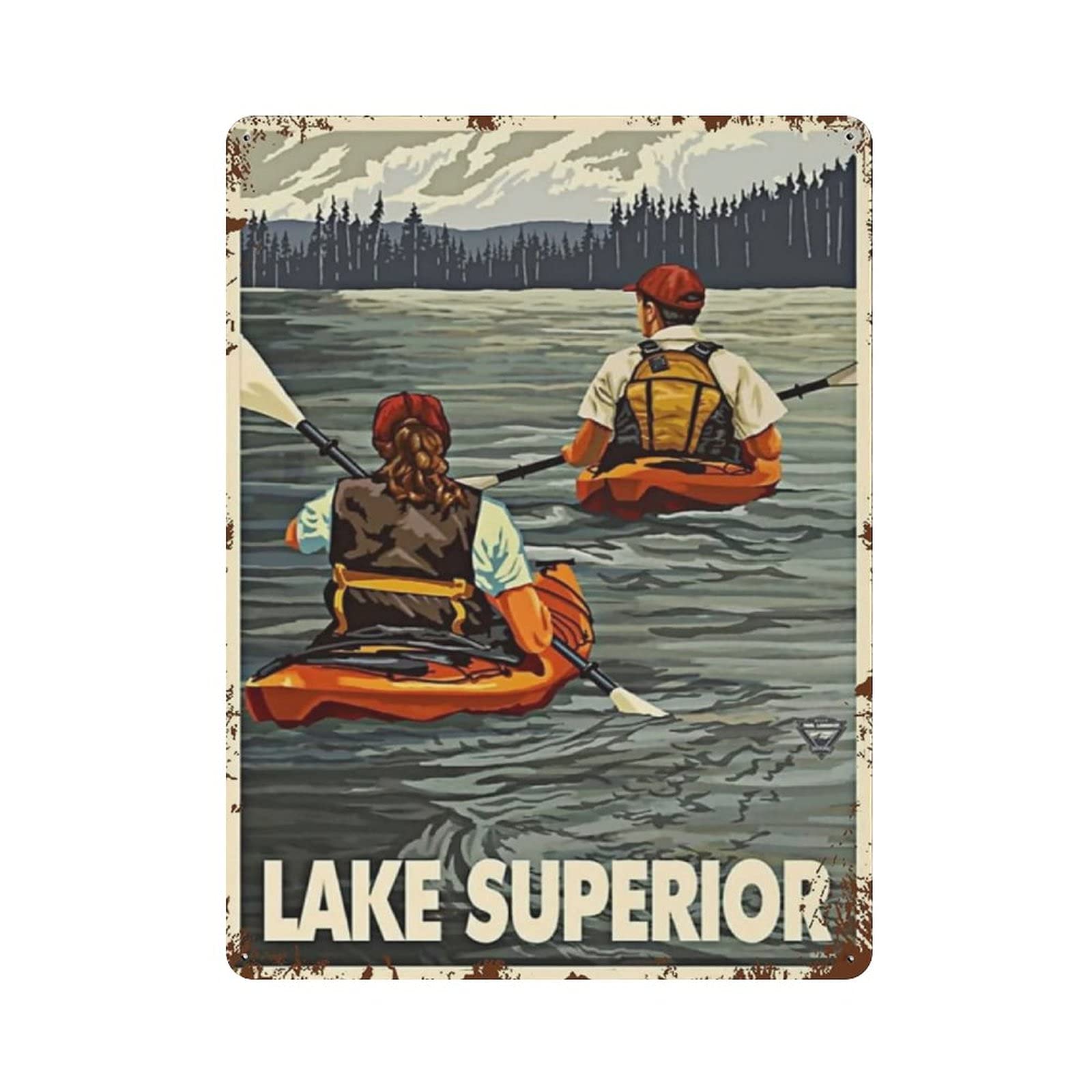 Lake Superior Boating Metal Signs, Fun Poster For Bar Kitchen Cafe Farmhouse Wall Decor 12x16 inch