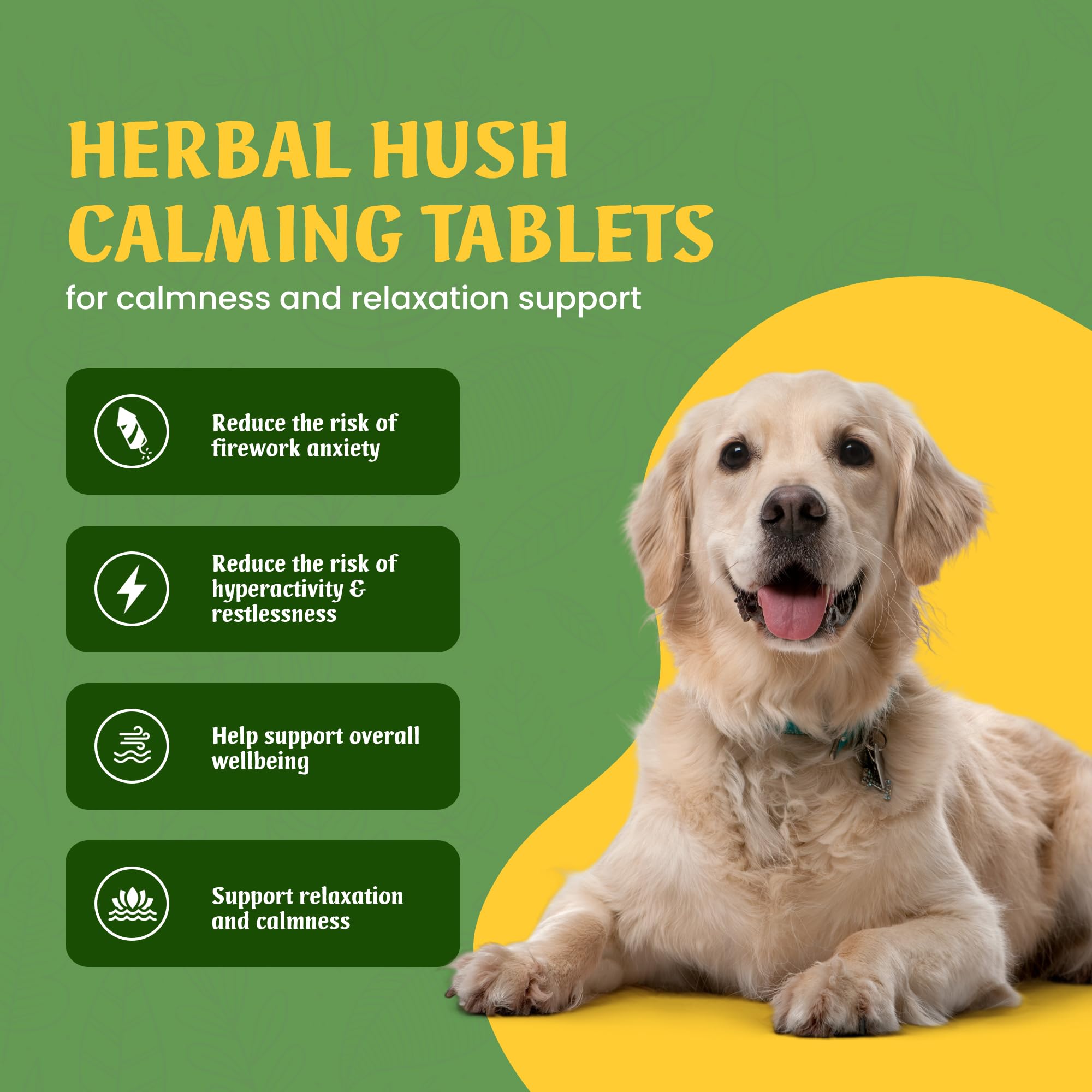 Animal Active Herbal Hush Calming Tablets for Dogs Reduce Stress, Barking, Separation, Fear - Image 2