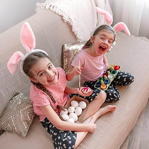 Miniatura 6 de Max Fun 16 diademas de orejas de conejo de Pascua, diadema de orejas de conejo, diadema de conejo de felpa para niños, recuerdos de fiesta de Pascua