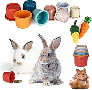 SULICRE Rabbit Stacking Cups, 10pcs Bunny Stacking Cups Toys Kits for Boredom, Multicolored Plastic Stacking Cups Enrichment Toys for Small Animals Guinea Pig Hedgehogs Foraging Nesting Playing