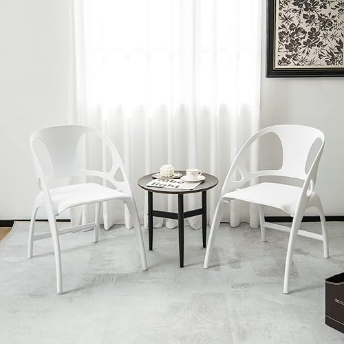 Miniatura 8 de Giantex Juego de 4 sillas plegables de plástico, modernas sillas de comedor para interiores y exteriores con reposabrazos, respaldo alto, 330 libras