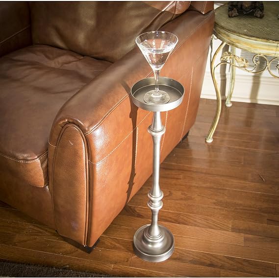 New Ridge Home Goods Dapper Round 26in. Iron Martini Side Table,Brass Silver