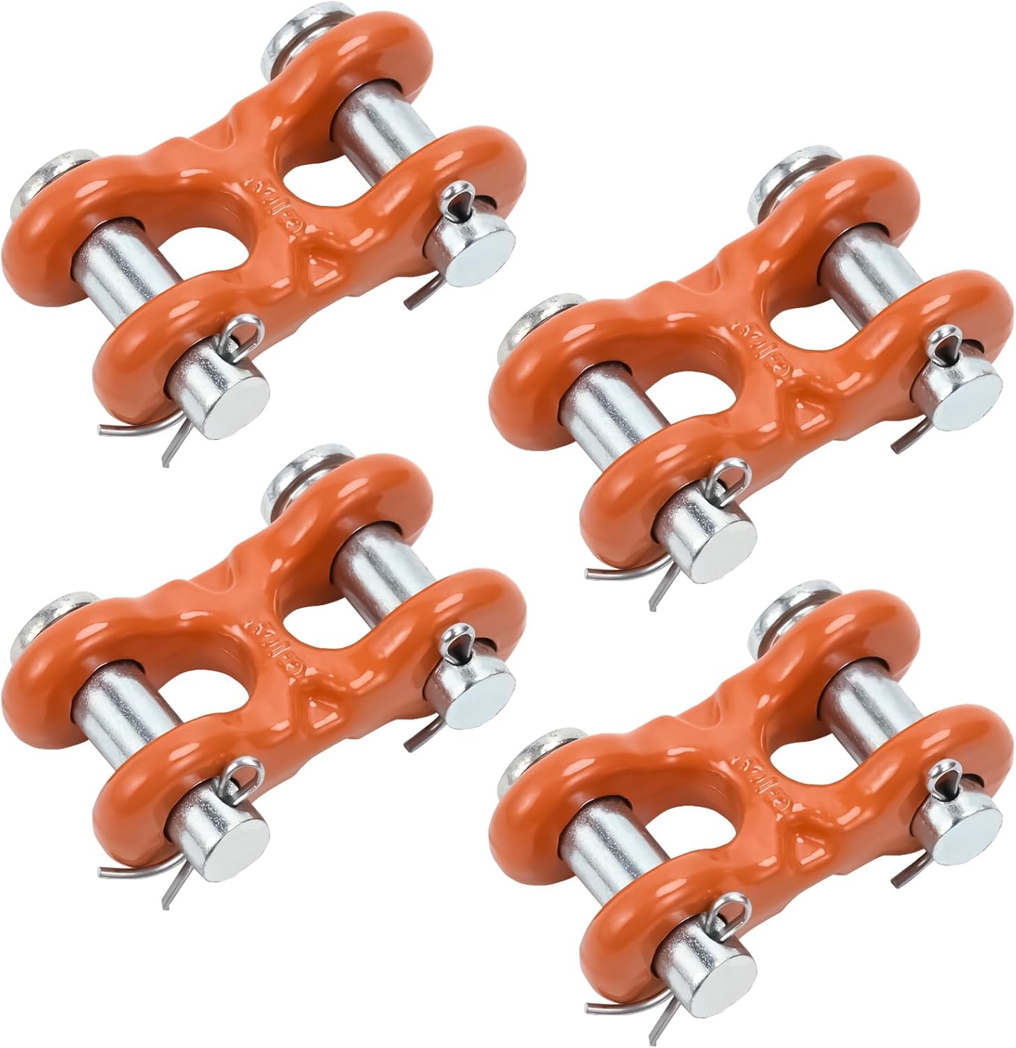 Leero 4 Pack 3/8" Double Clevis Link, G70 Chain Repair Links with 6,600 LBS Working Load Limit, Twin Clevis Link for Trucks, Trailers, Warehouses and Seaports