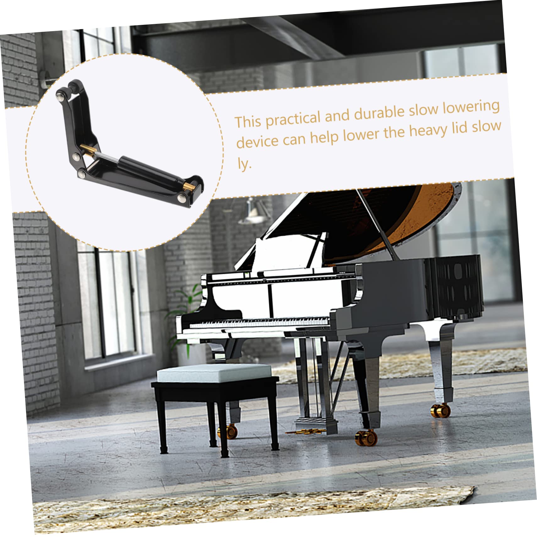 UKCOCO Dispositivo di Rallentamento in Metallo e Gomma ABS Nero per Prevenire Infortuni e Prolungare la Durata per Copertura Tastiera Pianoforte del Copri Pianoforte