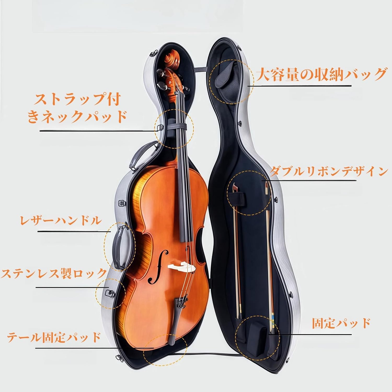 4/4 バイオリンケースカーボンファイバーバイオリンケース耐摩耗性耐