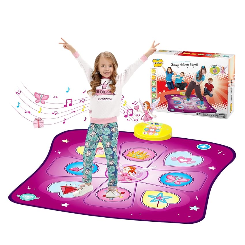 Tappetino da Ballo per Bambini, Tappetini da Ballo Bambina Giocattolo Tappeto Musicale da Ballo con 9 Demo, modalità Piano,Volume Regolabile,Regali Compleanno per Ragazzi Ragazze 3 4 5 6+