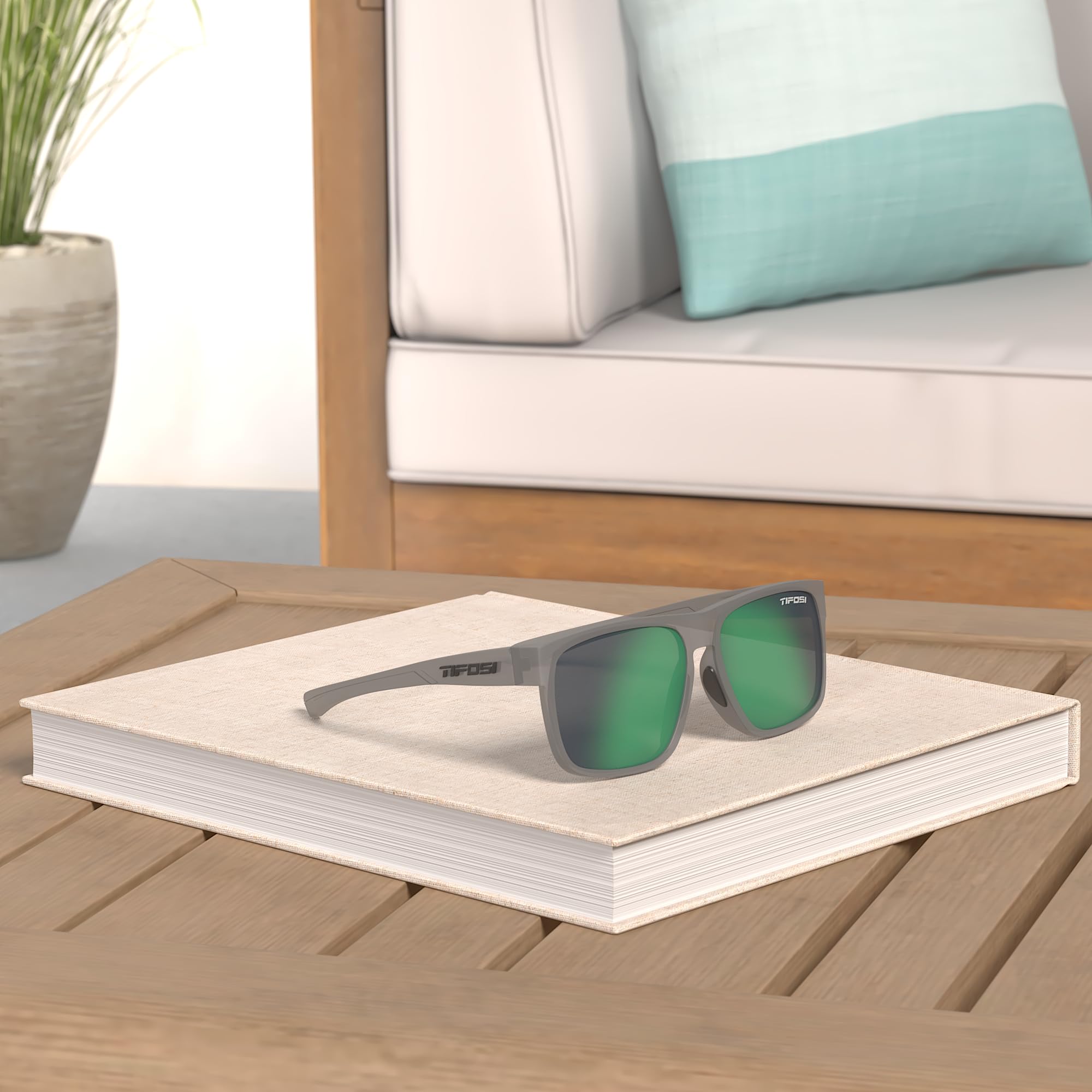 Tifosi Optics Swick Sunglasses (Satin Vapor/Emerald Polarized Lenses)