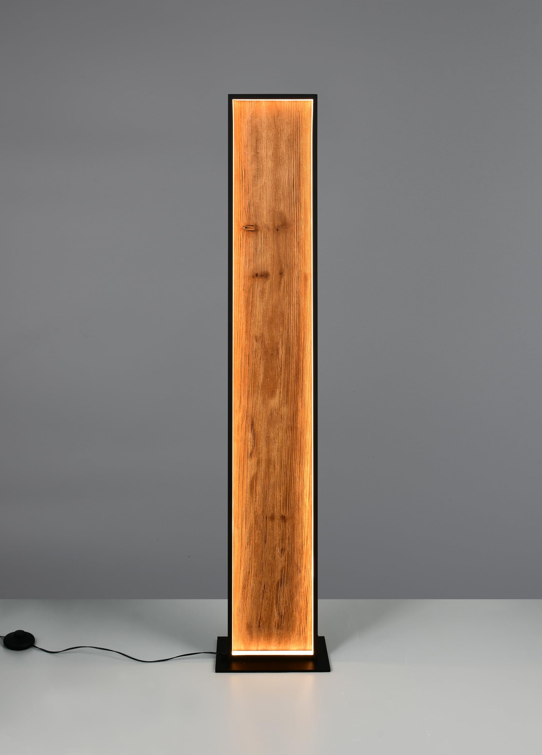 Trio Leuchten LED Stehleuchte Kalea 455510130, Metall Schwarz matt, Holz Kiefer, 35 Watt LED, 4-fach Fuß-Dimmer