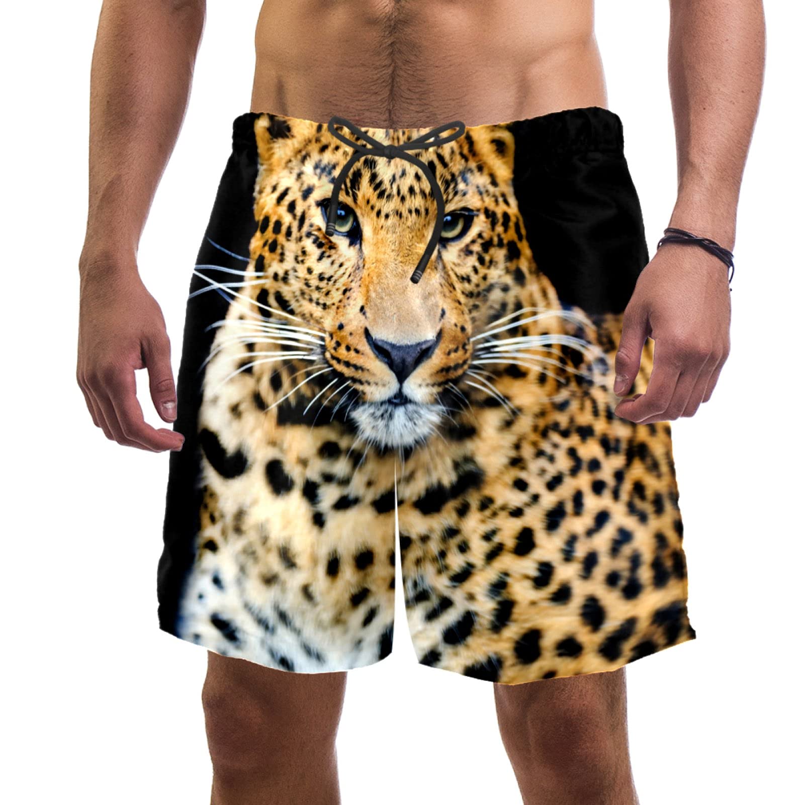 Eslifey Leopard Swim Trunks Elastic Swimsuit Board Shorts for Men