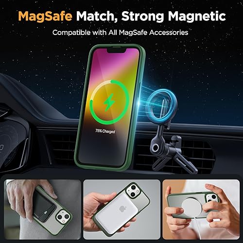 Miniatura 231 de Miracase - Funda magnética para iPhone 13 de 6.1 pulgadas (compatible con MagSafe) (con 2 protectores de pantalla), protección de grado militar