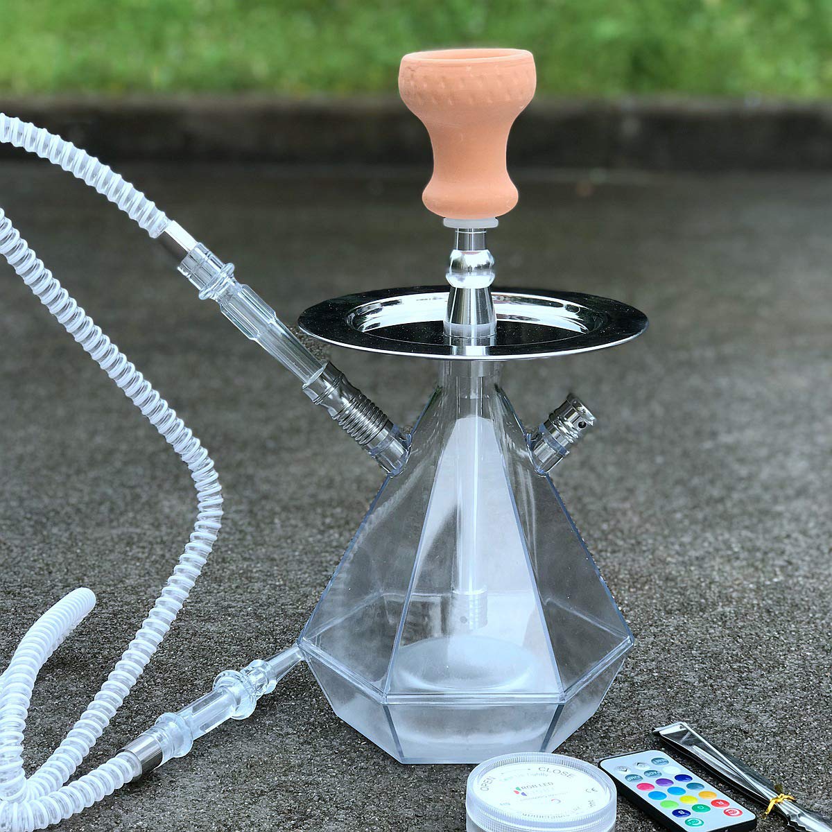 Juego de Cachimba de Acrílico Cachimba, con Tazón de Cerámica Y Manguera Shisha, le Brinda la Mejor Sensación de Humo Juego de Kit de Cachimba de Acrílico,1 Tube