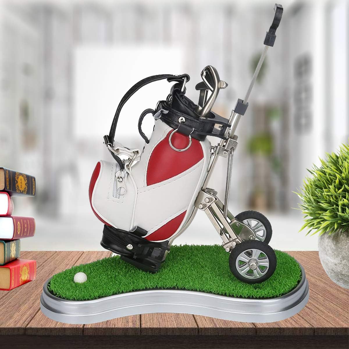 HKOO Golf Gift Golf Pens Holder, Golf Bag Holder with 3 Pieces Aluminum Pen Golf