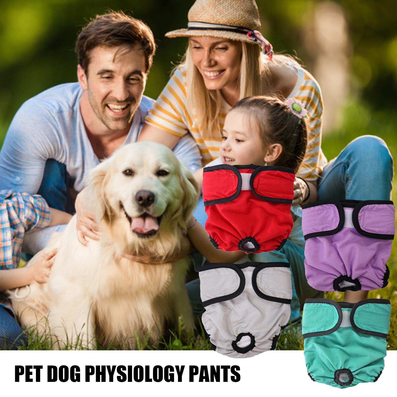 Pañales para perra para el ciclo de calor, 4 unidades con diseño ajustable, pañales reutilizables para mascotas, color brillante, y cómodo, a prueba de fugas para cachorros y adultos Pologmase