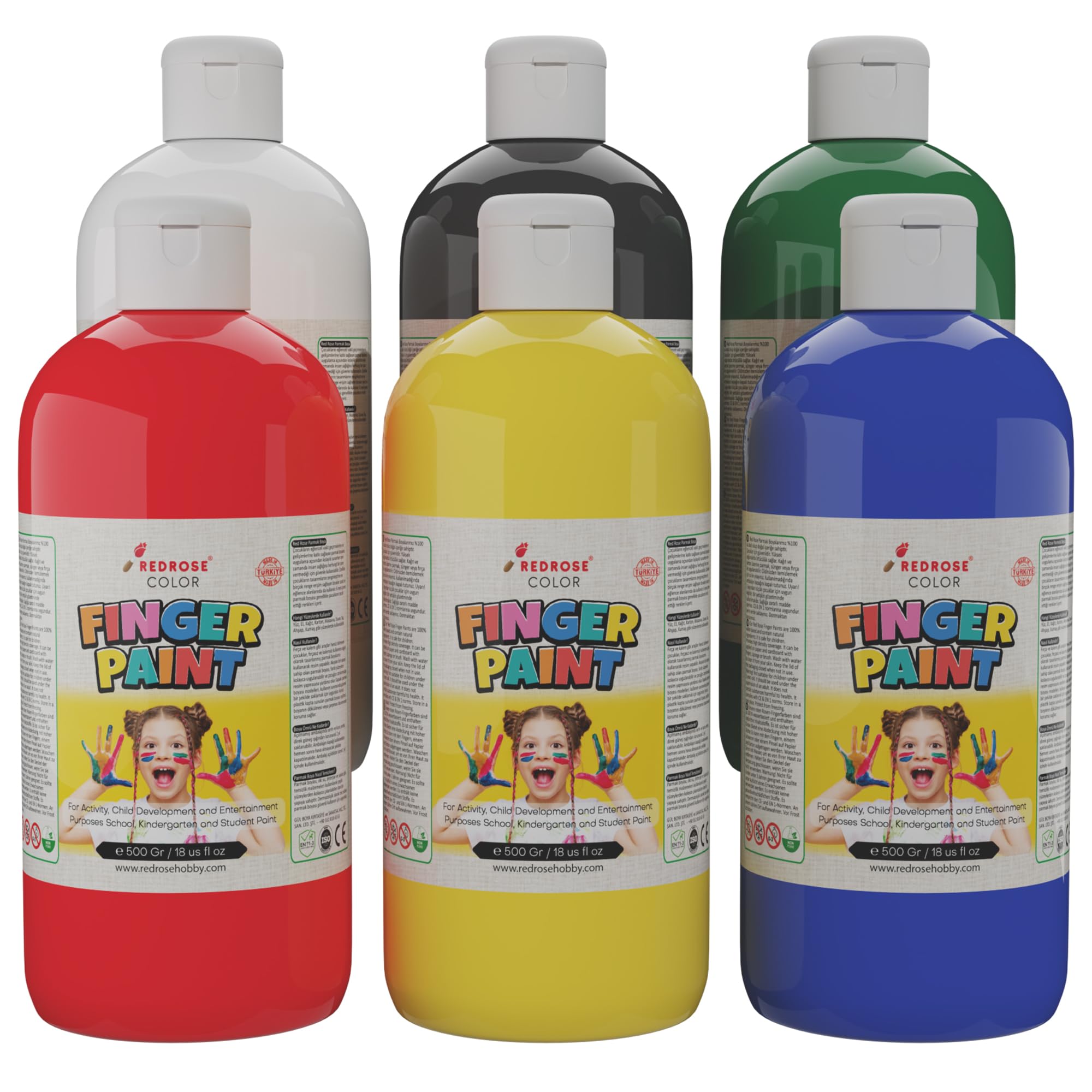 Ana Renkler Parmak Boyası 6'lı Set 6x500gr