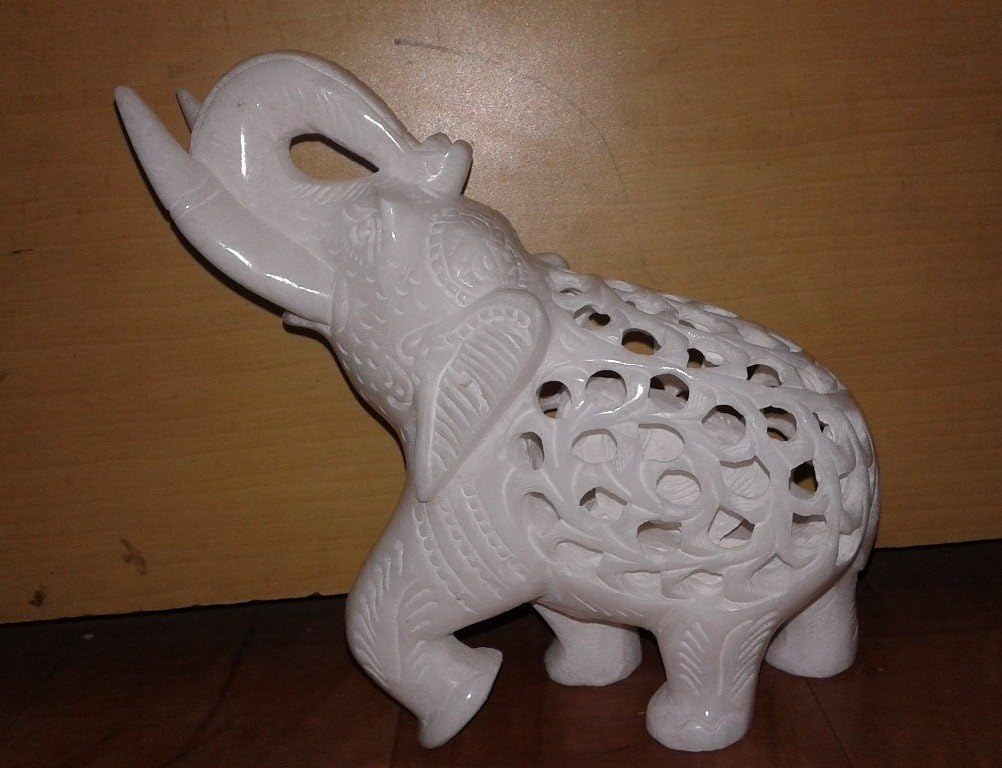 craftslook White Marble Elephant with Baby Inside Figurine