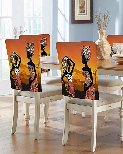 Miniatura 8 de Paquete de 4 fundas para respaldo de silla de Halloween para sillas de comedor, fantasma, calabaza, murciélago de terror, beige, lavable, elástico,