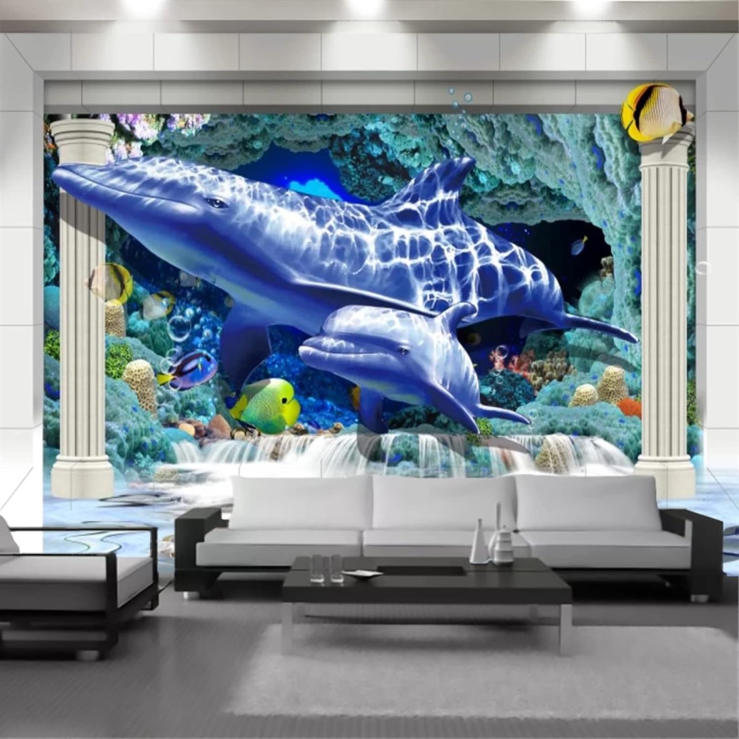 Papier peint dauphin 3D sur mesure 300x210 cm pour salon et chambre