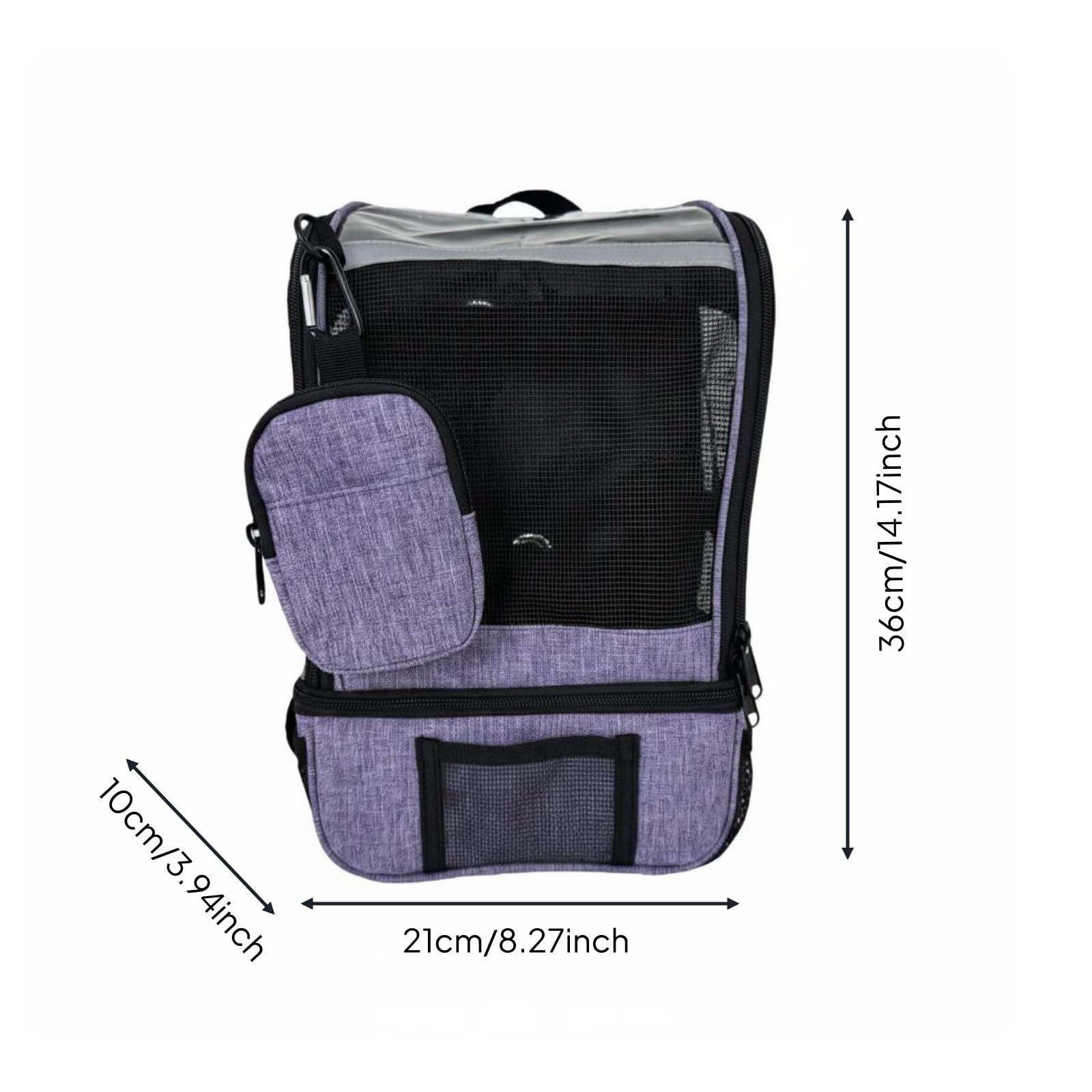 Portatile Borsa Ossigeno da Trasporto Organizer per Concentratore Respiratorio Tasca Separabile Cinghie Regolabili Rete Arieggiata Adatta a Viaggi Shopping Attività Esterne, Viola
