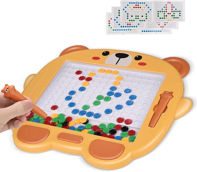 Magnetic Drawing Board for Toddlers, Magna Dots Doodle Board with Magnetic Pen and Cards, Kids Boys Toys Gifts Montessori Educational Preschool Toy Fun Travel Toys for Boys Girls Over 3 Years Old(03)