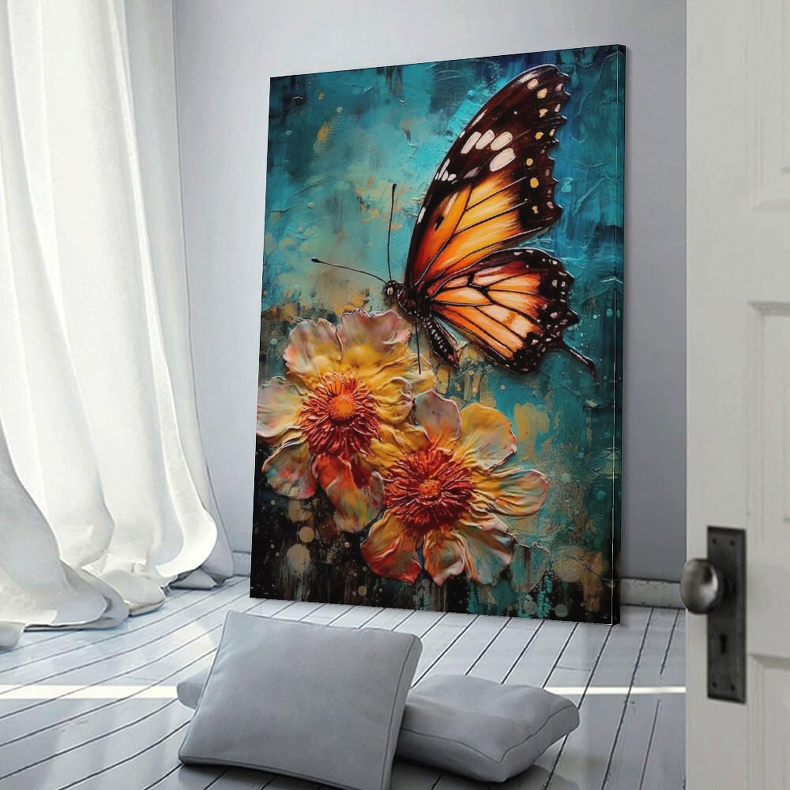 Toile murale paysage et papillon de qualité pour décoration