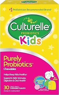 Culturelle Kids Chewable Daily Probiotic for Kids - Natural Berry - Supports Immune, Digestive, and Oral Health - For Age 3+ - Gluten, Dairy, Soy-Free - 30 count