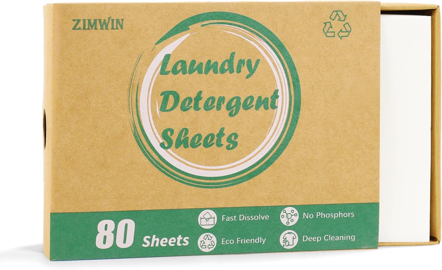 Zimwin Laundry Detergent Sheets, 80 Loads Fragrance Free