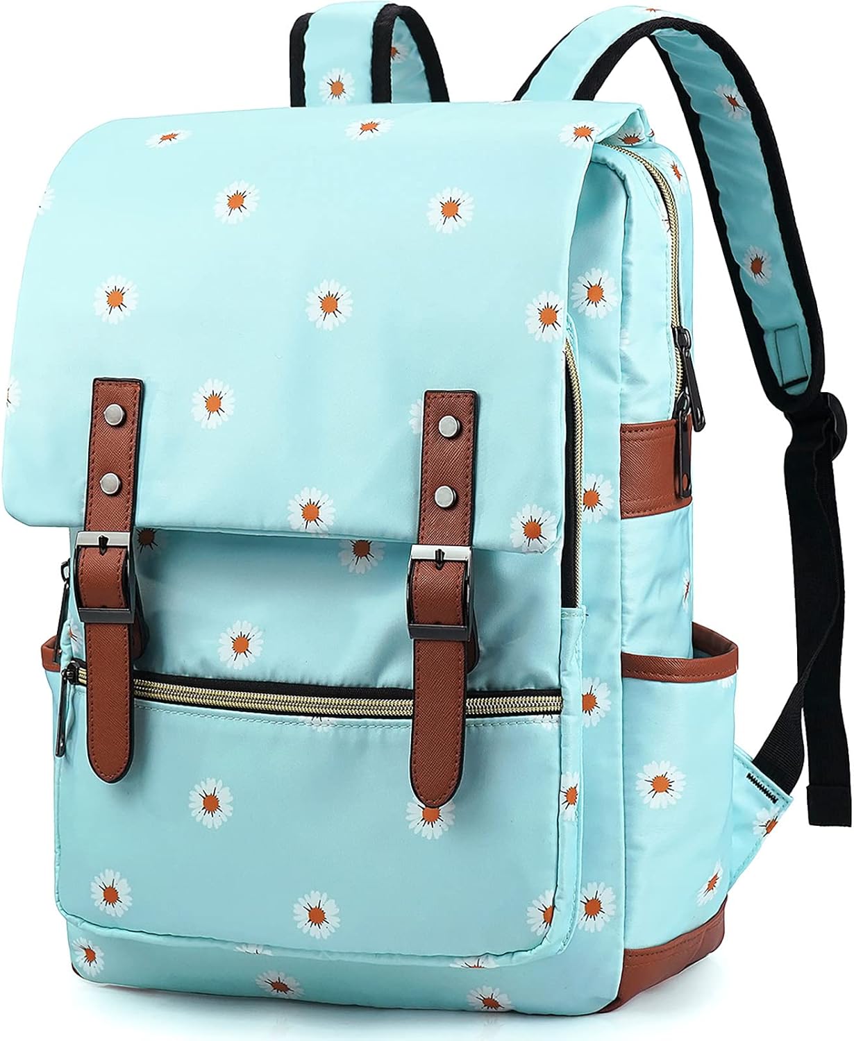 Slim Laptop Backpack College Student School Bag Travel Rucksack Daypack Daisy Blue
