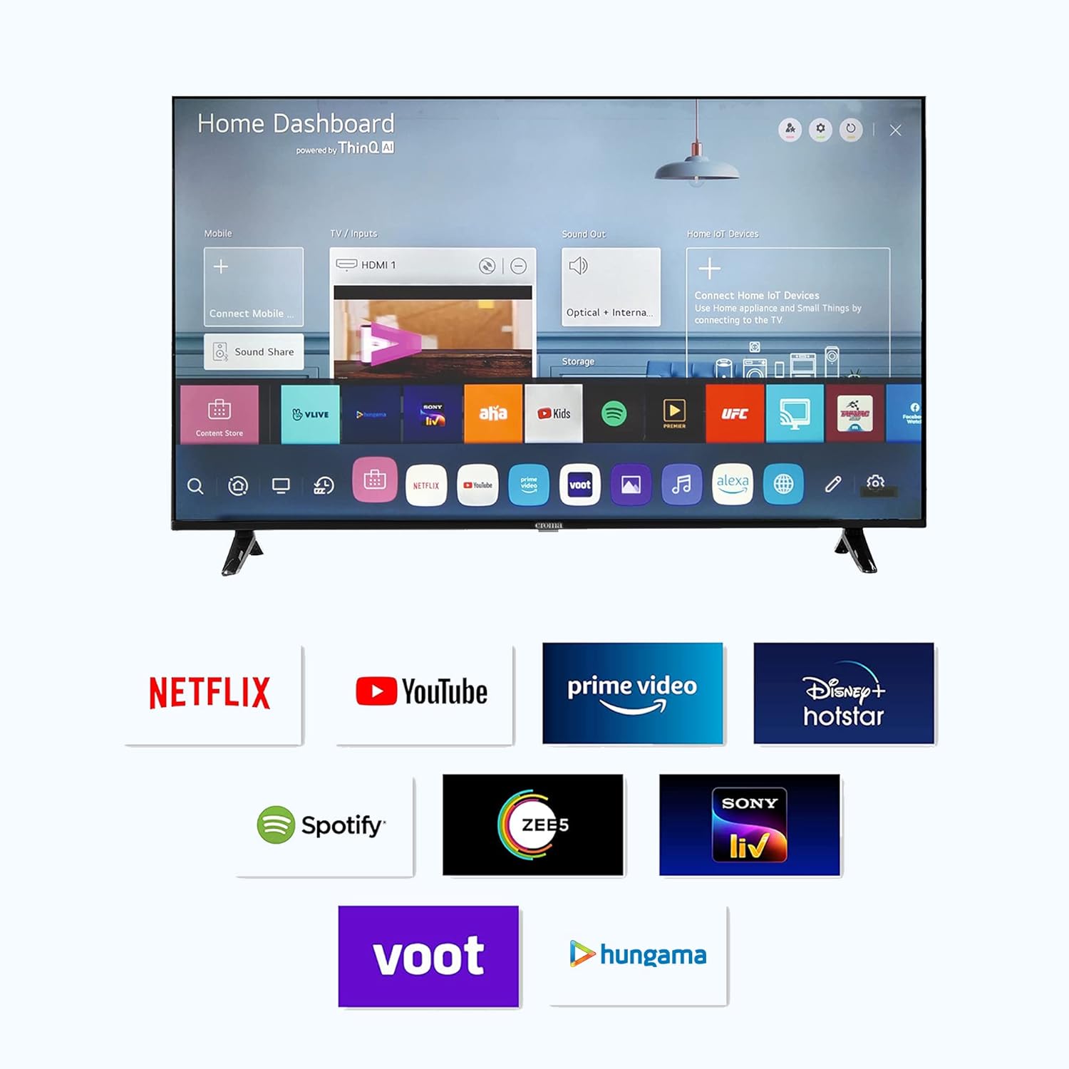 Croma 127 cm (50 Inches) 4K Ultra HD Smart LED TV CREL050USA024601 (Black) (2022 Model) 50.0 Inches