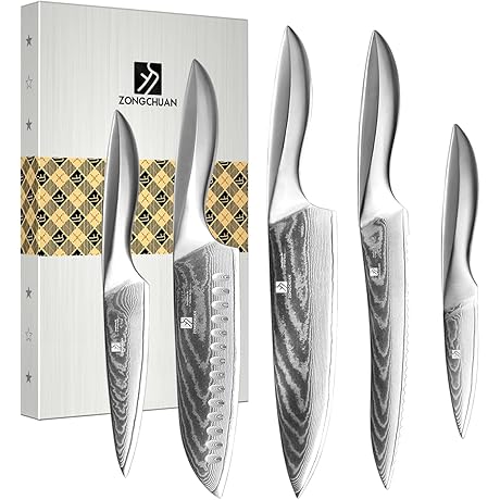 Premium 5-Piece Damascus Knife Set: Culinary Excellence at Your Fingertips