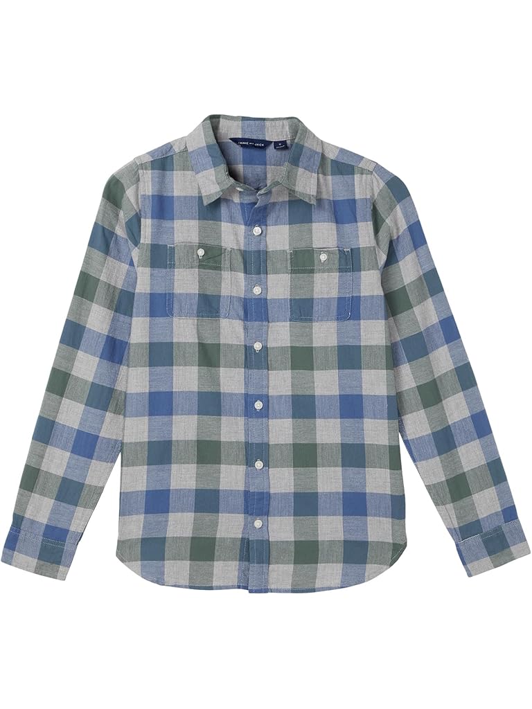 Multi Janie and Jack Plaid Twill Button Down Shirt (Toddler/Little Kid/Big Kid)