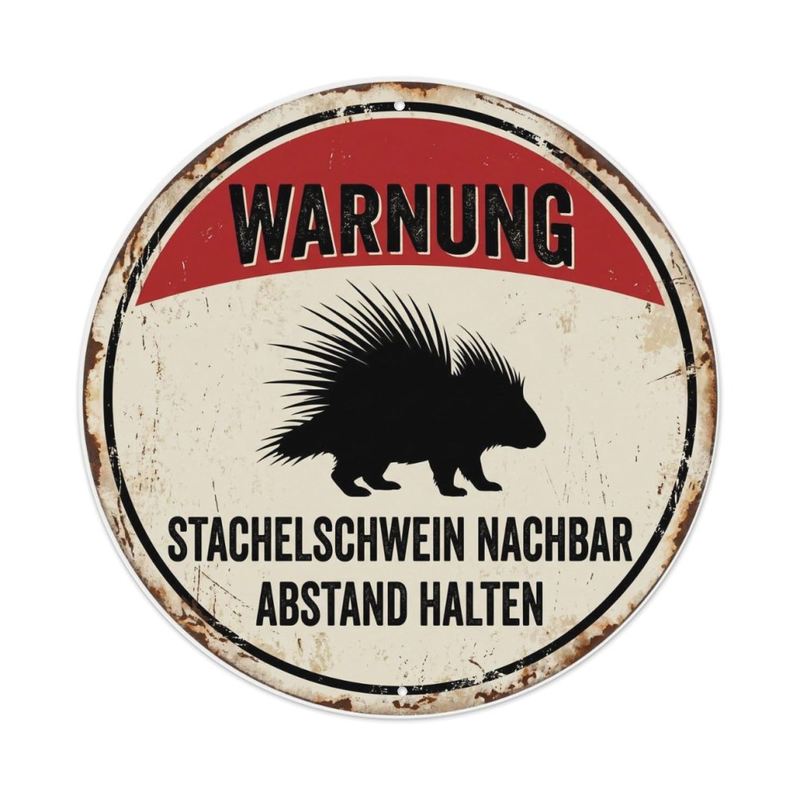 Fqcyn Style Grumpy Porcupine Prickly Neighbor Metal Tin Sign Plaque Wall Decor For Cafe, Club Bar, Office, Home Garden Round Metal Poster 8X8inch