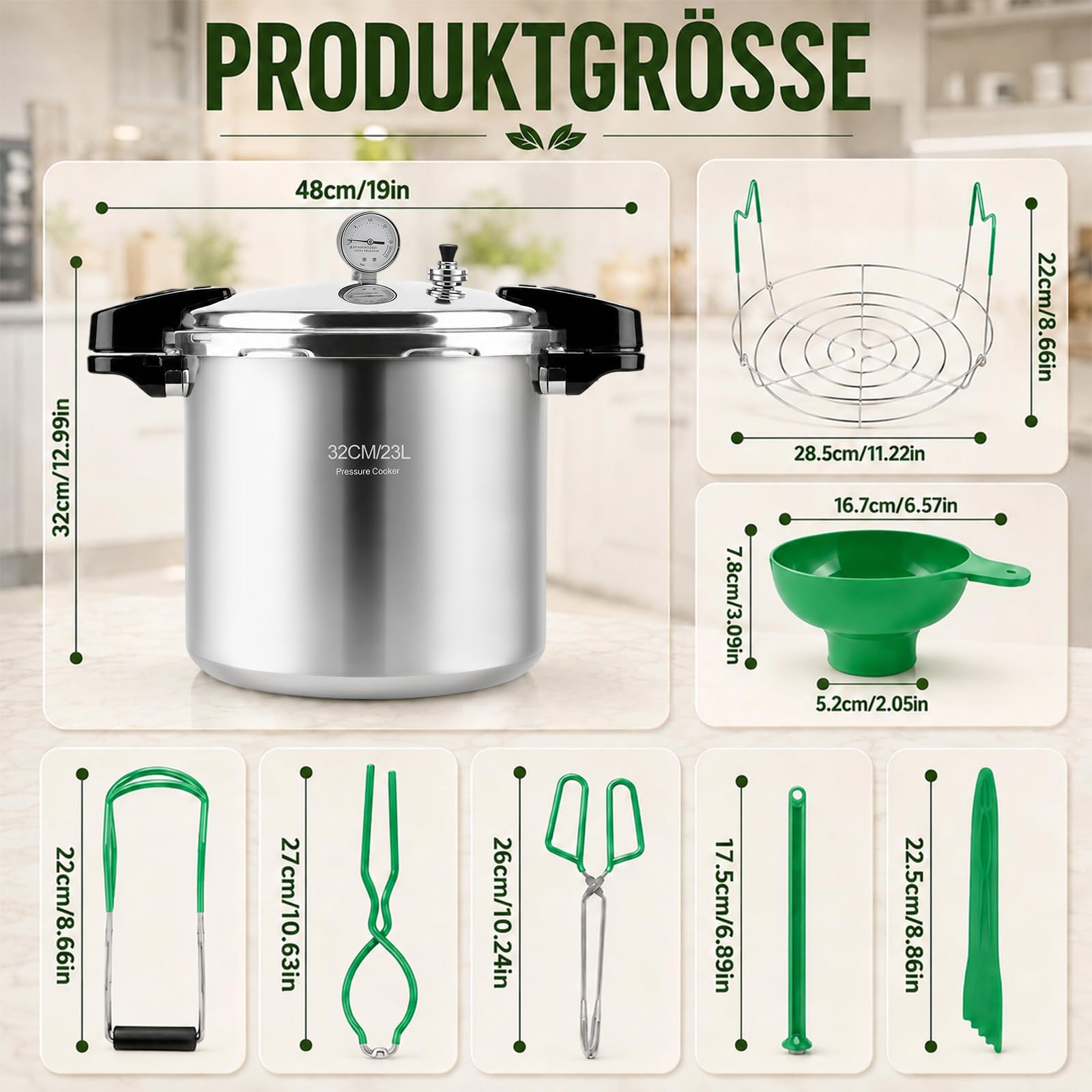23L Druck Canner, Schnellkochtopf mit 5-10-15PSI Druckgewicht und Manometer