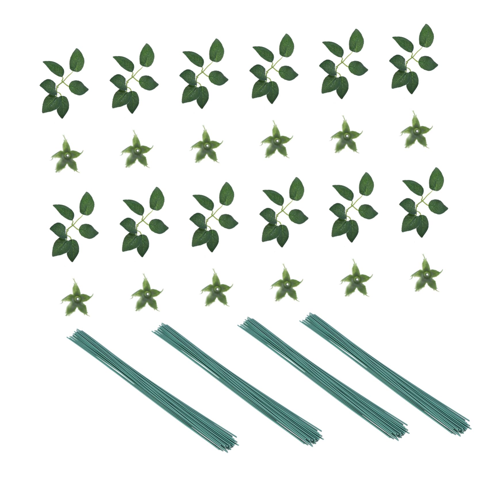 Beatifufu Craft Making Accessories 90pcs Green Fake Plant Leaves Stems for Bouquet DIY