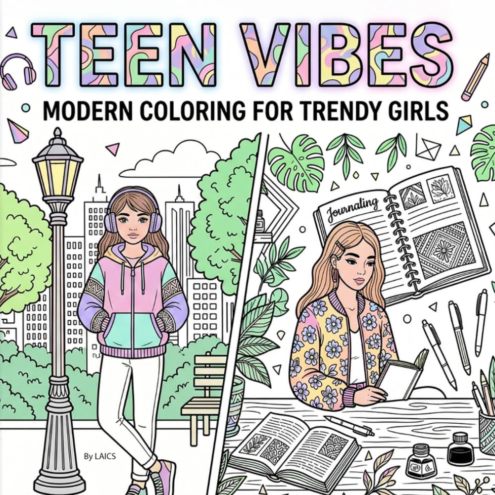 Teen Vibes: Modern coloring for trendy girls