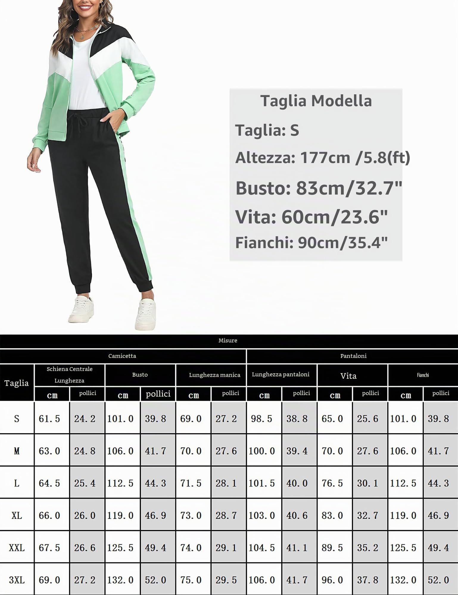 Marvmys Tuta Donna Sportiva Due Pezzi Giacca con Zip e Pantaloni Lunghi