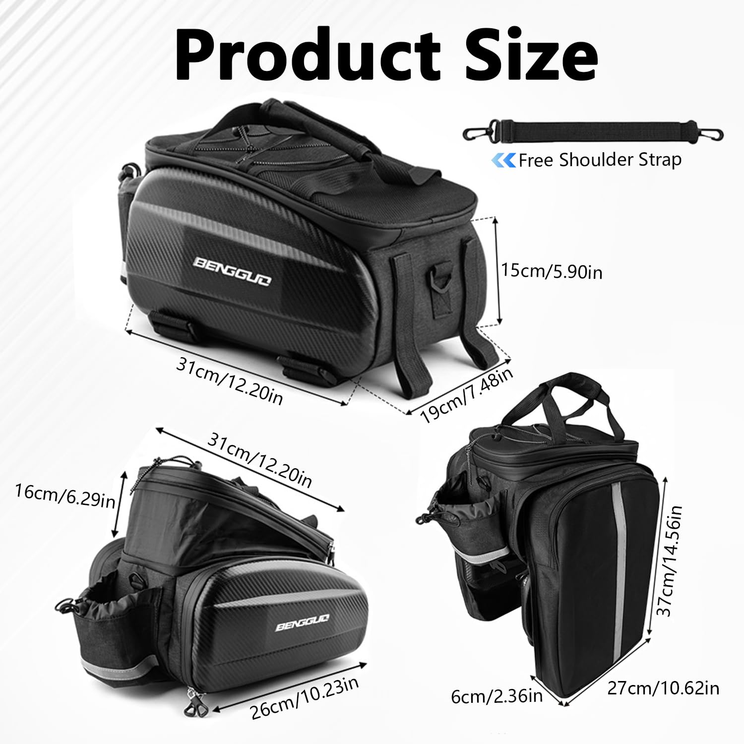 Fahrradtasche für Gepäckträger, 30L Skalierbar Wasserdicht & Reflektierend Fahrrad Gepäckträgertasche mit Schulterriemen und Mehreren Fächern, Multifunktionale Hinter Rücksitztasche für Radfahren
