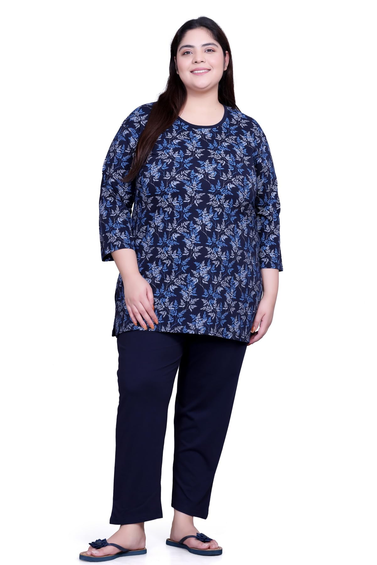 in love Women's Plus Size All-Over Printed Cotton Night Suit Set Full Sleeves-picture-10
