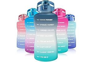 EYQ 128oz Gallon Water Bottle with Removable Straw & Handle for Fitness Camping