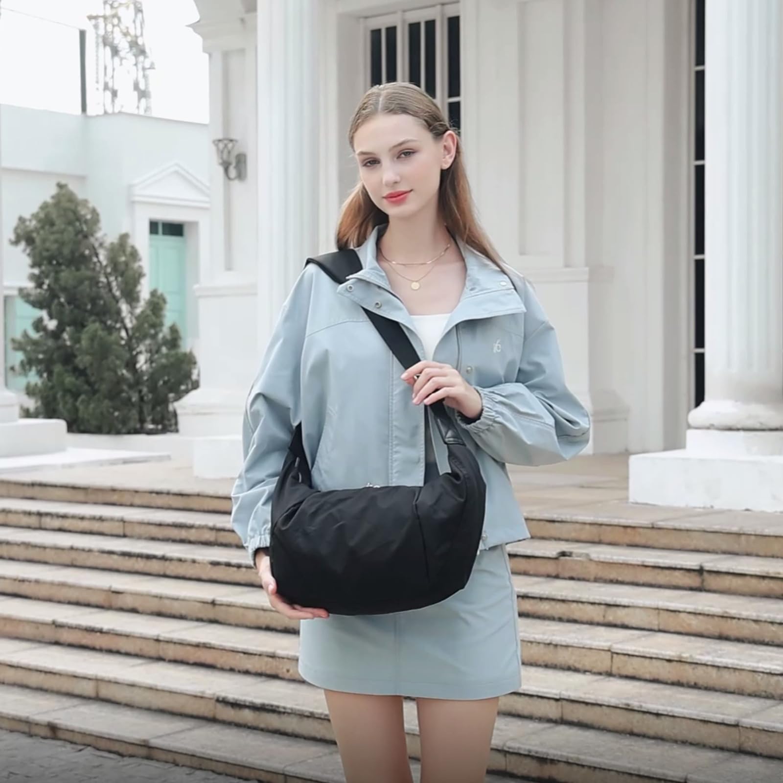 EnhbZoilism Borsa unisex in nylon da donna, borsa a tracolla da donna, borsa a tracolla leggera e impermeabile