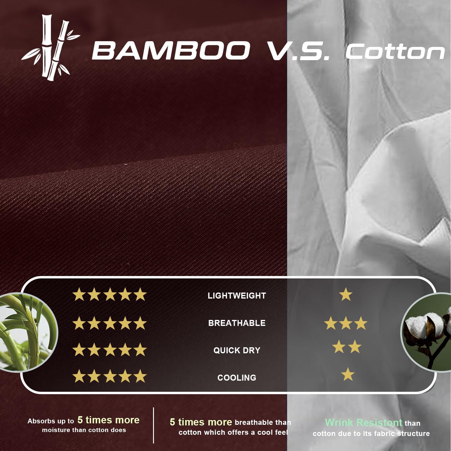 Men's Cooling Workout Shirts Bamboo Viscose Anti Odor Moisture Wicking Athletic Short Sleeve Lightweight Loose Gym Tee Brown 3XL - Image 3