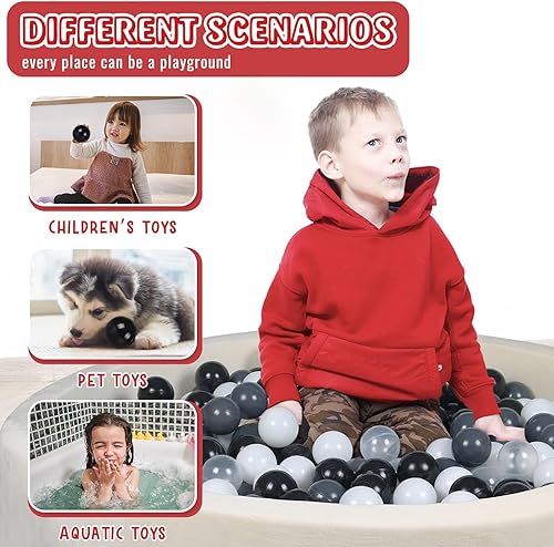 Miniatura 5 de Paquete de 100 bolas para tienda de campaña, bolas de plástico coloridas sin BPA, bolas de juego para bebés para piscina de pelotas, casa de rebote,