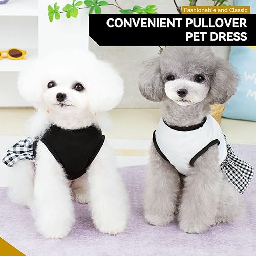 Miniatura 5 de PETCARE Vestido clásico para perro pequeño, vestidos negros a cuadros para perros, suave y lindo vestido de verano para perro, camisa Shih Tzu
