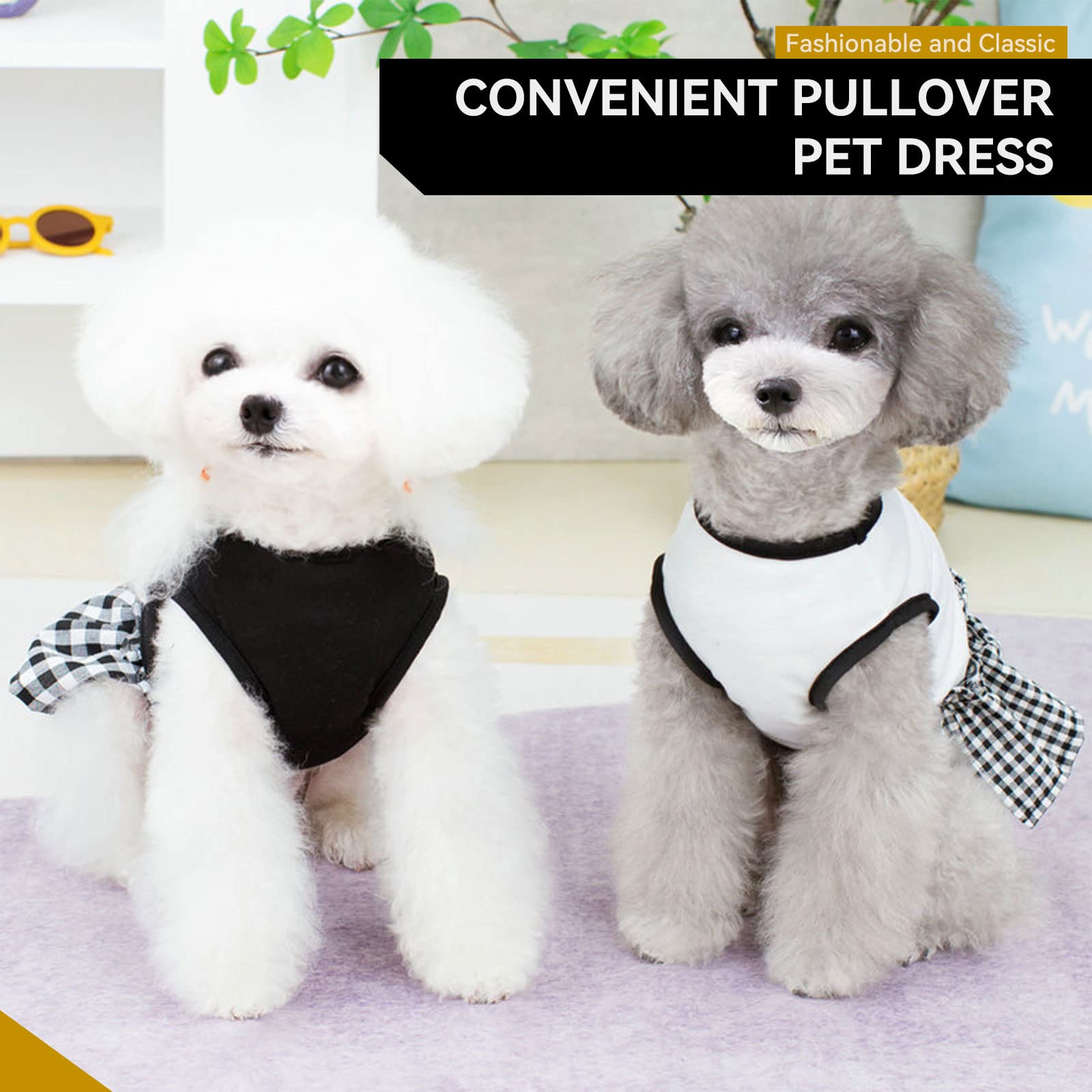 PETCARE Hundekleid Für Kleine Hunde – Schwarz-kariert, Weich, Für Shih Tzu, Chihuahua, Yorkie